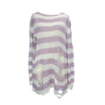 thumbnail image 1 of FAROOT Chemise Femme Ajourée Col Rond Rayée Tricotée Décontractée, 1 of 4