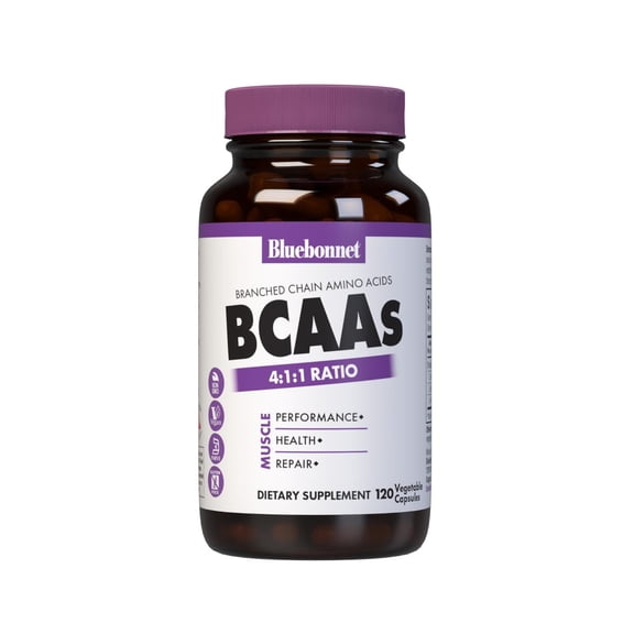 Bluebonnet BCAAs 4:1:1 Muscle Performance*, Health & Repair* Amino Acids - 120 Veggie Caps