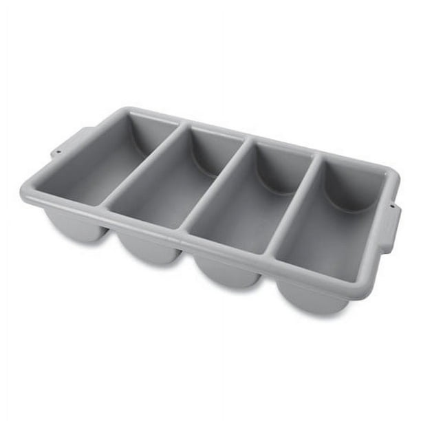 Cutlery Bin, 4 Compartments, Plastic, 11.5 x 21.25 x 3.75, Plastic, Gray Cutlery Bin, 4 Compartments, Plastic, 11.5 x 21.25 x 3.75, Plastic, Gray