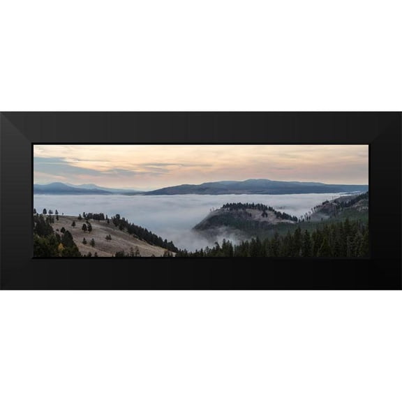 The Yellowstone Collection 14x7 Black Modern Framed Museum Art Print Titled - Yellowstone River Valley, Yellowstone National Park