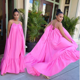 thumbnail image 2 of Plus Size Women Sexy Loose Long Maxi Floor-length Dress Spaghetti Strap Sleeveless Ruched Ruffle Hem Lace-up Party Beach Dresses, 2 of 5