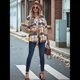 thumbnail image 5 of Camisas A Cuadros para Mujer, de Larga, con Botones, Estilo Babydoll, Peplum, Blusas Informales Extragrandes con Bolsillos Amarillo L, 5 of 7