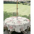 thumbnail image 2 of Outdoor Tablecloth with Umbrella Hole Zipper Pink Flowers Blossoms Round Tablecloth 60" Waterproof Outside Table Cloth Vintage Farmhouse Floral Patio Table Cover Tablecloths for Picnic Party, 2 of 8
