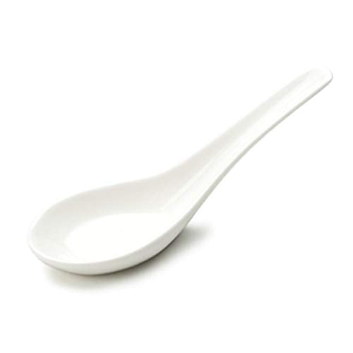 12 Pieces Super White Ceramic Soup Spoons (5.0"L) Porcelain Soup Spoons