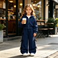thumbnail image 2 of Enyan Kids Clothes Girls 2-Piece Outfits Long Sleeve Sweatshirt & Wide Leg Pants Set, 2 of 6