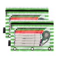 thumbnail image 2 of Dailycode 2 Pack Pencil Pouch for 3 Ring Binder Smooth Zipper Folders with Pockets Clear Window Pencil Case, Green White Stripe, 2 of 5
