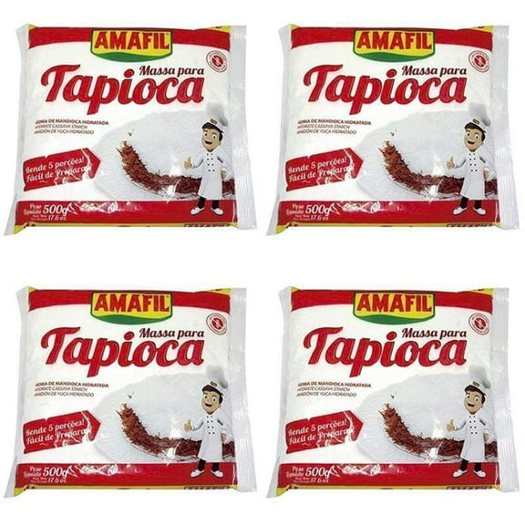 Amafil BrazilianTapioca Flour | Massa Para Tapioca | Farinha de Tapioca - 500G 17.6Oz (4 Pack)