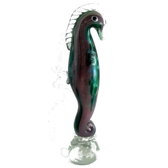 Manhattan Chic Artisan Seahorse Glass Centerpiece - Purple and Green