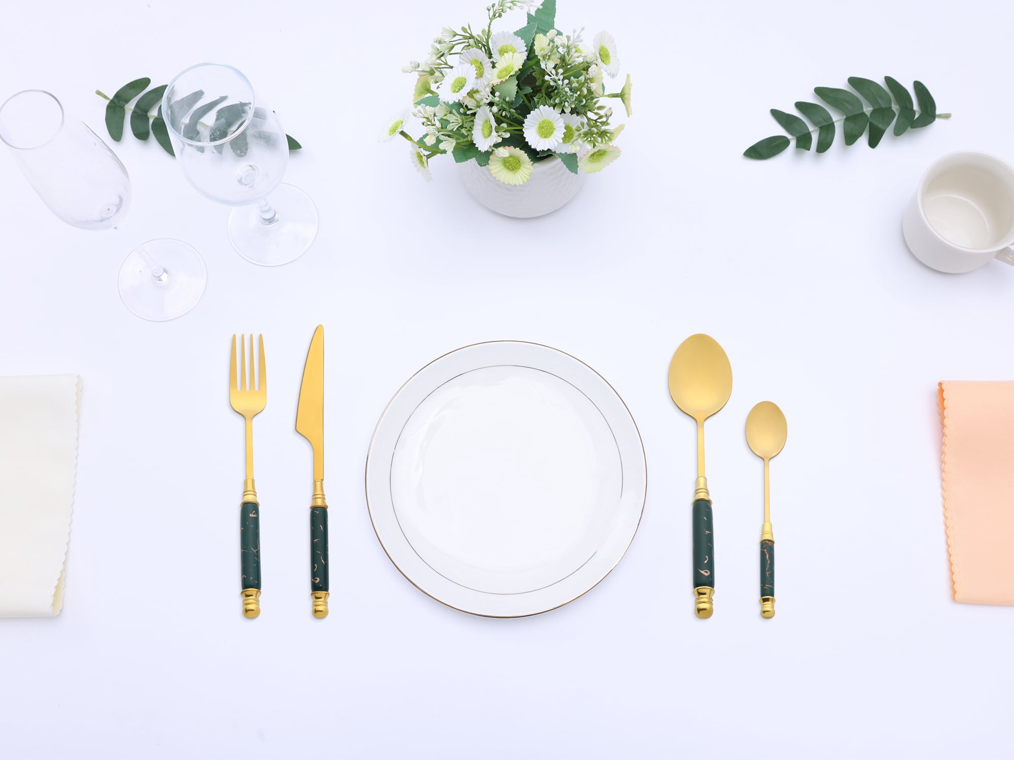 Unique Bargains 4Pcs Stainless Steel Flatware Set For 1 Green