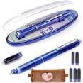 thumbnail image 1 of Fountain Pen Retractable 0.38mm Blue&black Ink Transparent Barrel Includes 5 Refillable Ink Cartridges for Smooth Writing No Leaking (Blue), 1 of 6