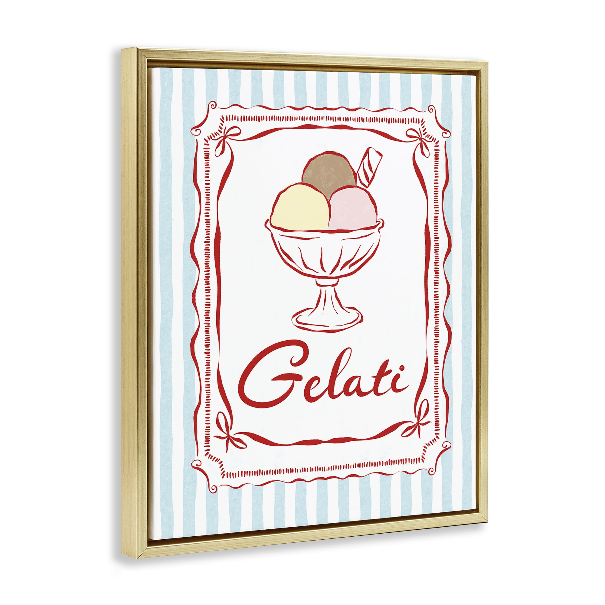 Stupell Industries Italian Summer Gelati Gold Framed Floater Canvas Wall Art, design by Miriam Wood