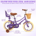 thumbnail image 6 of XJD 14 inch Girls Bike for Kids 4-8 Years Old, Children Bike with Training Wheels, Doll Seat, Streamers and Basket, Toddler Girls Bike, Purple, 6 of 9