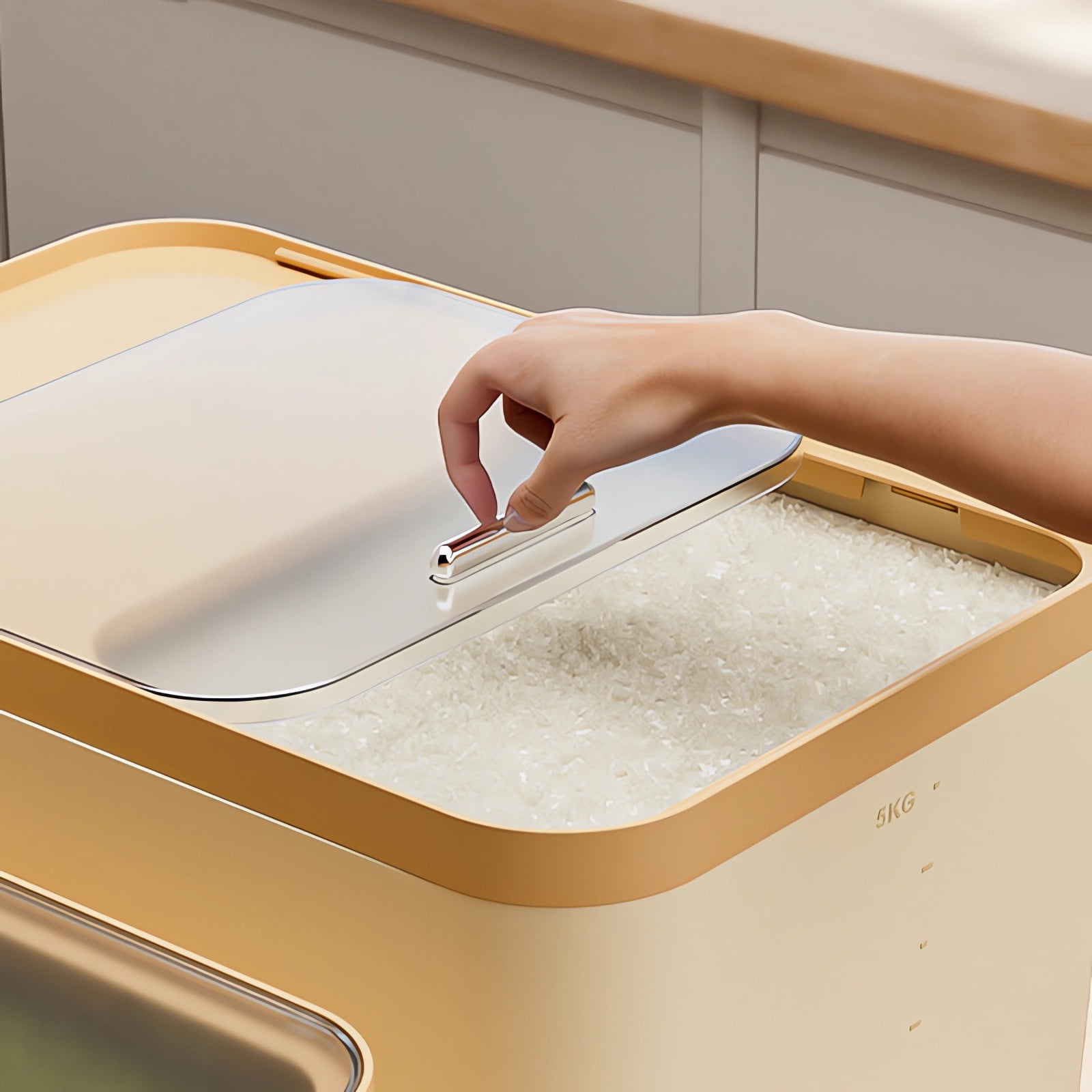 Food Storage Container with Scale, Pet Cat Food Container Storage Bin, Household Rice Box for Kitchen (2Pc)
