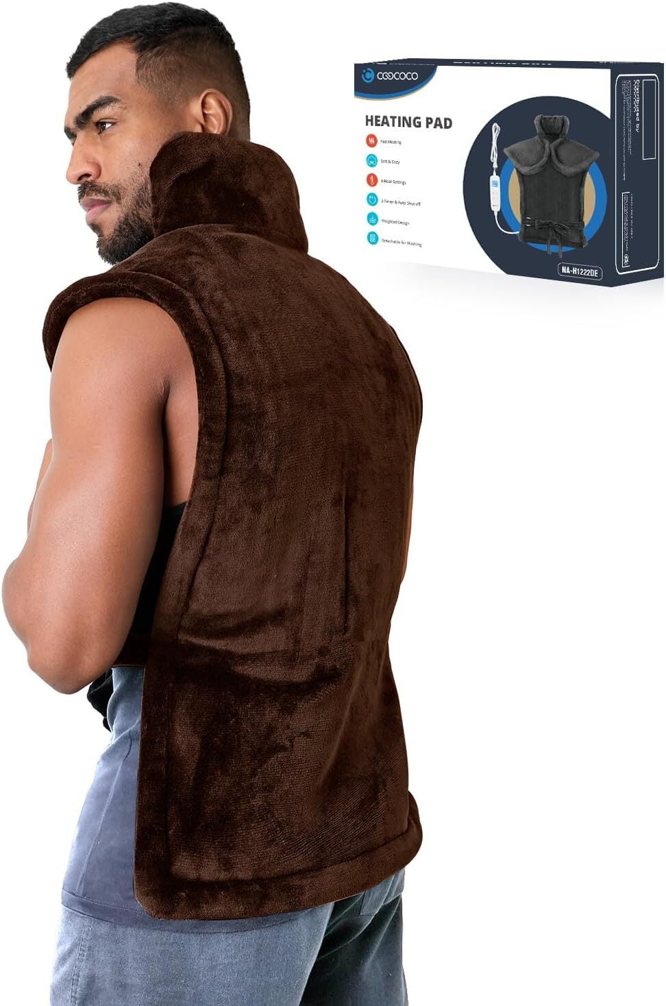 Coococo 24x37 Large Heating Pad for Back and Shoulder, Large Electric Heat Pad for Relief Cramps with 6 Heat Settings Machine Washable