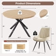 thumbnail image 3 of Hawsaiy 3-Piece 47.2" Round Dining Table Set for 2, Modern Wood Kitchen Table with 2 Dining Chairs, Space-Saving Dining Set with Metal Base for Apartment, Small Space (Natural + Beige), 3 of 11