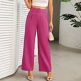 thumbnail image 4 of Annhoo Women Casual Trousers High Waisted Loose Adjustable Belt Pants Wide Leg Dressy Business Office Pant with Pockets, 4 of 8