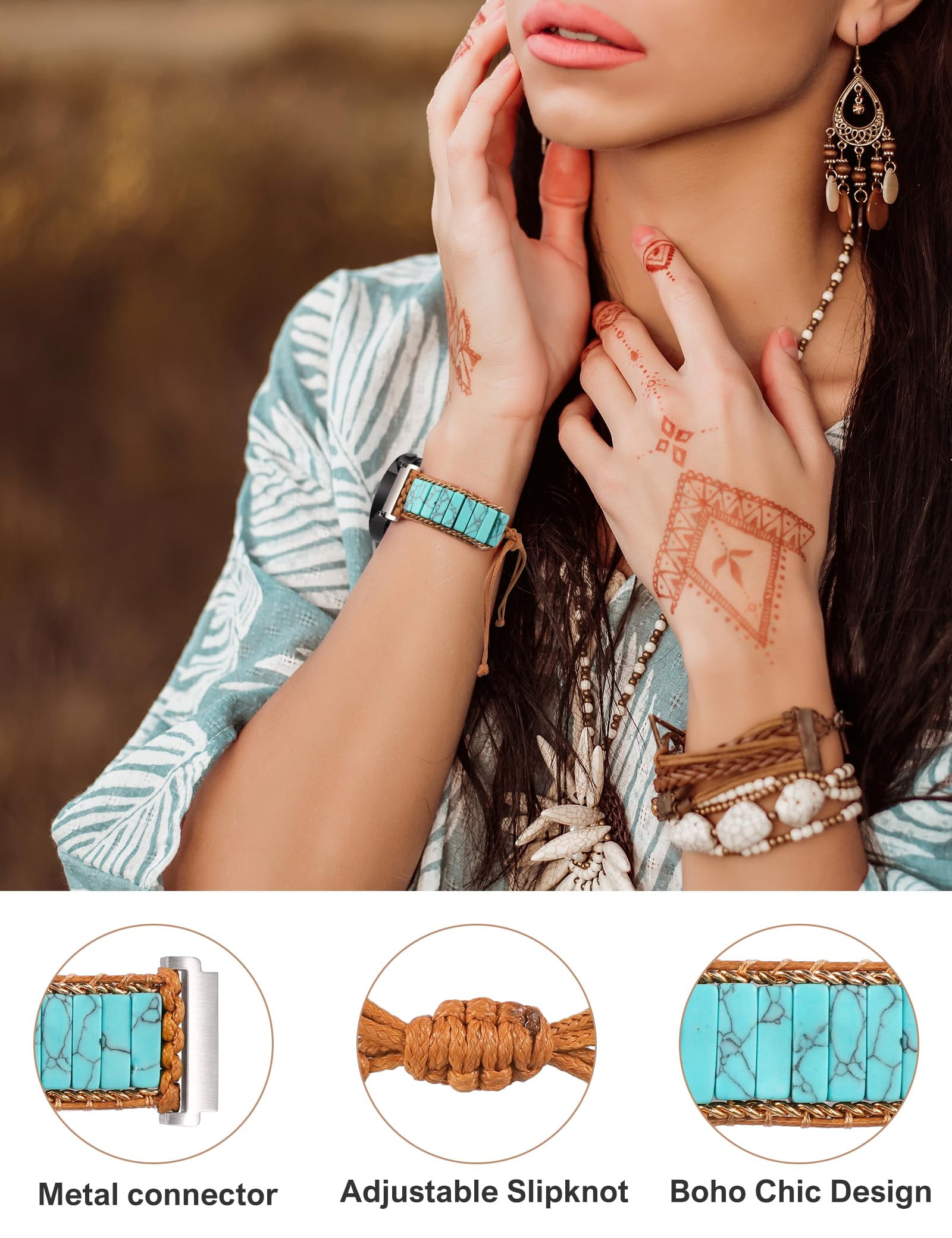 Wearlizer Boho Stone Bracelet Compatible with Galaxy Watch 6