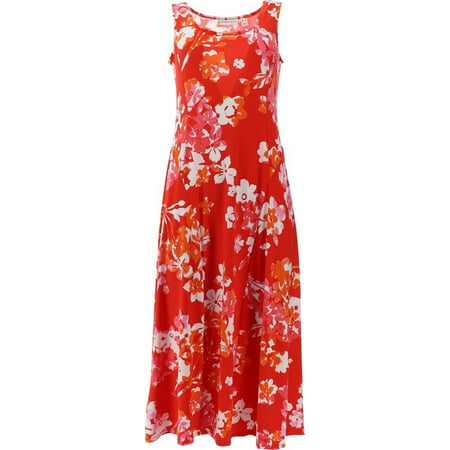 Susan Graver Liquid Knit Slvless Midi Dress Women's A480677 | Walmart ...