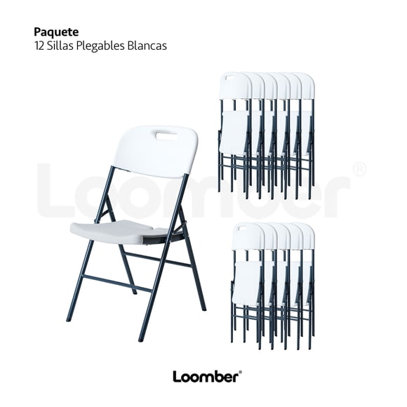 Sillas Plegables Blancas Paquete 12 piezas LOOMBER