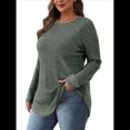 thumbnail image 1 of Camisas de Larga para Mujer, Blusas Tipo Túnica para Mujer, Suéteres Básicos Holgados y Elegantes con Cuello Redondo para Mujer. Verde S, 1 of 7