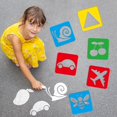 thumbnail image 5 of 36pcs Drawing Stencils for Kids 8 Inch Sidewalk Chalk Stencils Painting Large Washable Reusable Learning Themed Primary Shape Template for Kids Toddlers Preschool, 5 of 7