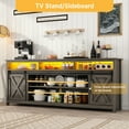 thumbnail image 3 of ANPOO Farmhouse TV Stand for 90 inch TVs, Rustic Entertainment Center TV Cabinet Stands with Power Outlets and LED lights, 3 of 8