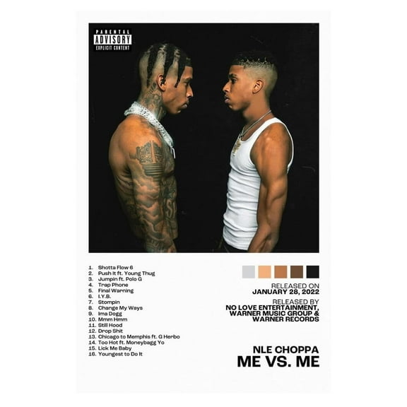 NLE Choppa Me vs. Me Album Cover Music Poster Rap Home Decor For Living Room Hip-Hop Aesthetic Rapper Album Wall Art Records Poster Wall Decor For Bedroom