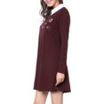 thumbnail image 5 of Allegra K Women's Contrast Collar Long Sleeve Above Knee Dress M Burgundy, 5 of 8