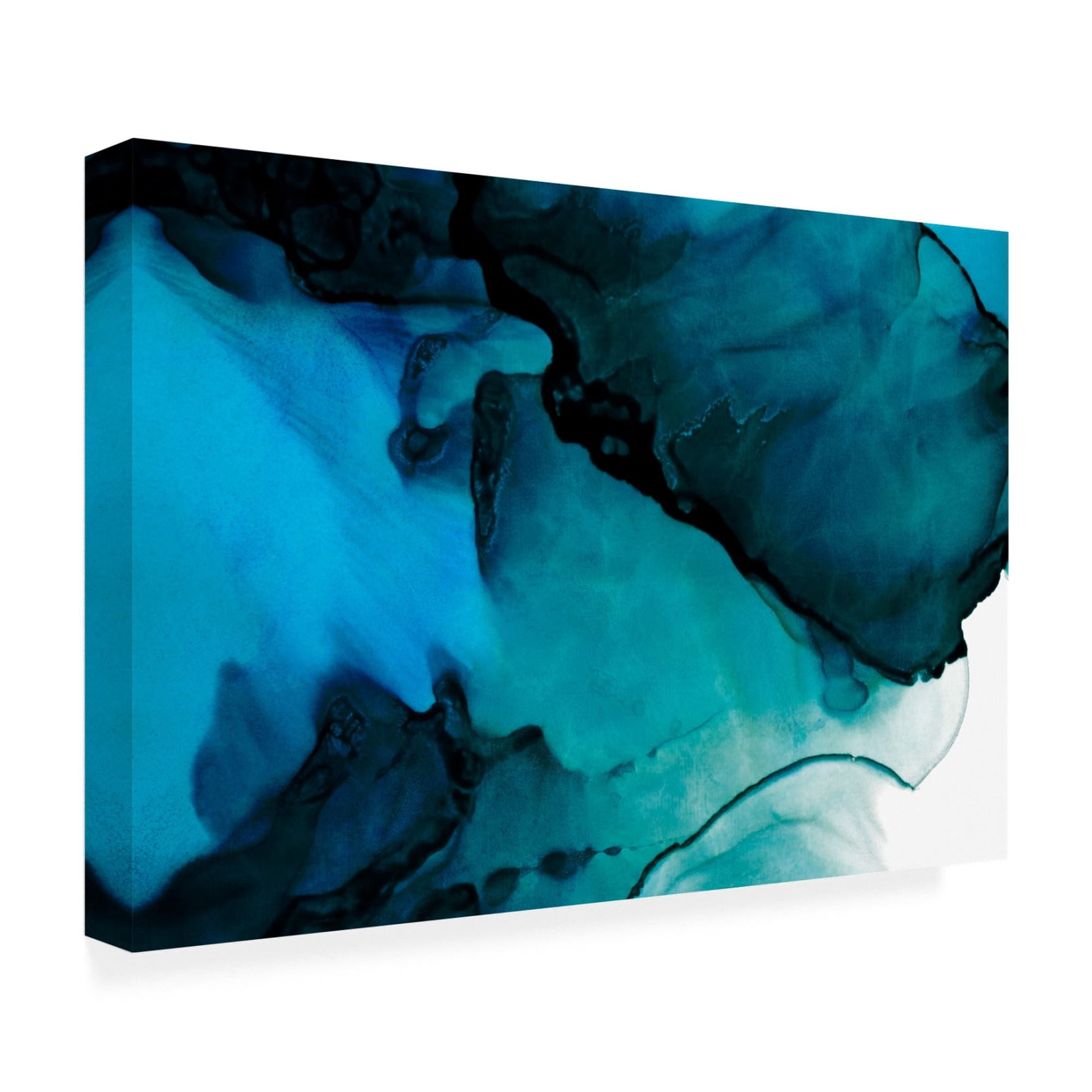 Canvas Wall Art - Tom Quartermaine 'Blue Alcohol Ink' Wall Art for Living Room, Bedroom, or Office Décor by Trademark Fine Art - 47 x 30 Inches