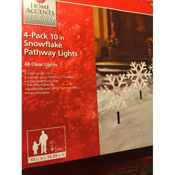 Home Accents Holiday 4Pack 10inch Snowflake Pathway Lights, White