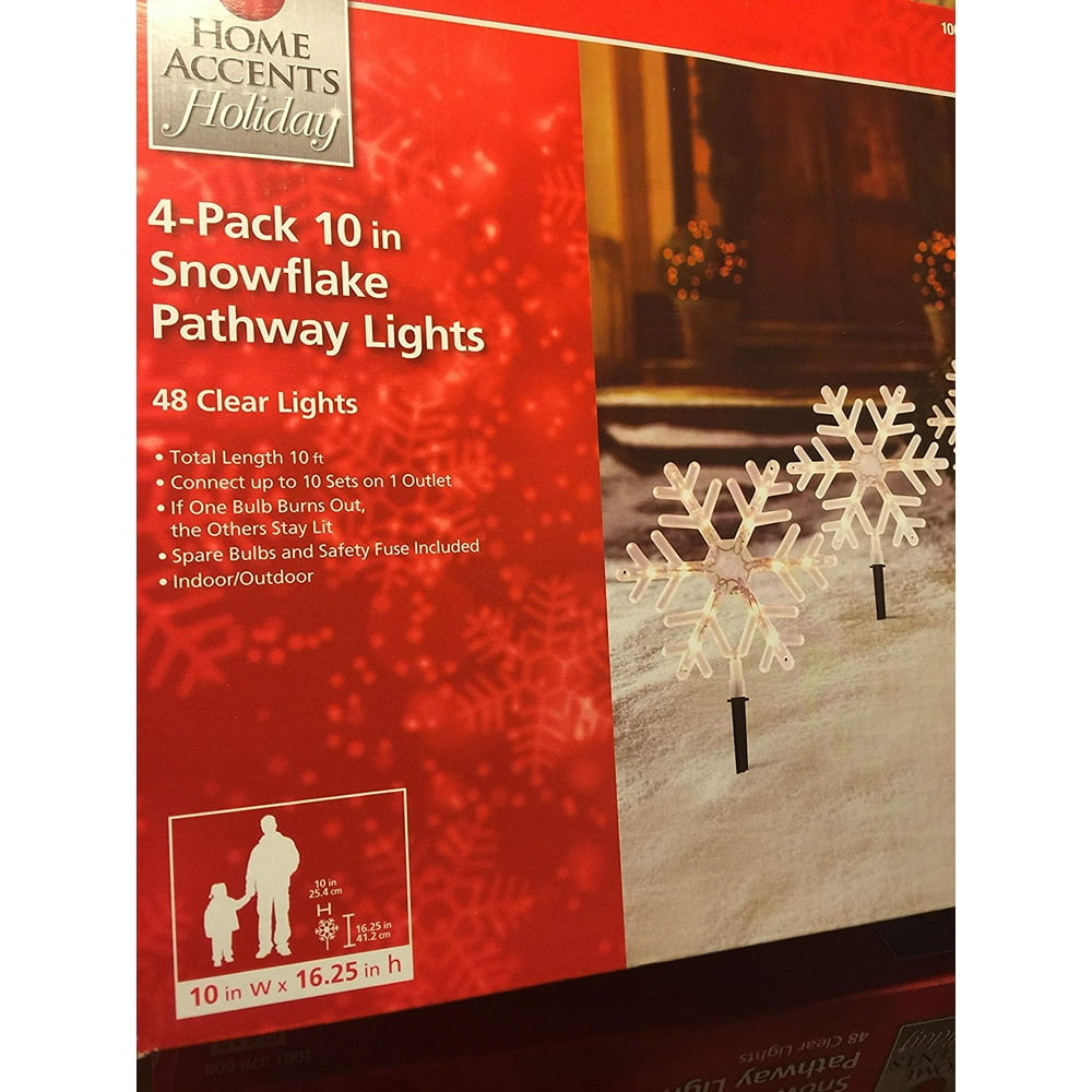 Home Accents Holiday 4Pack 10inch Snowflake Pathway Lights, White