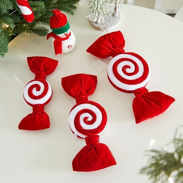 mfyjkho Adornos navideños de terciopelo rojo para árbol de Navidad, de espuma de vellón, en 3 tamaños (8,66, 11,02 y 12,99 pulgadas) para centros comerciales y eventos festivos.