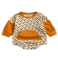 thumbnail image 1 of Combinaison d'Automne pour Bébé, Imprimé Damier, Manches Longues, Col Contrasté, avec Poche pour Garçons et Filles, 1 of 9