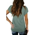 thumbnail image 4 of Anyjoin Womens Tops Casual V Neck Summer Petal Sleeve T-Shirt, 4 of 4