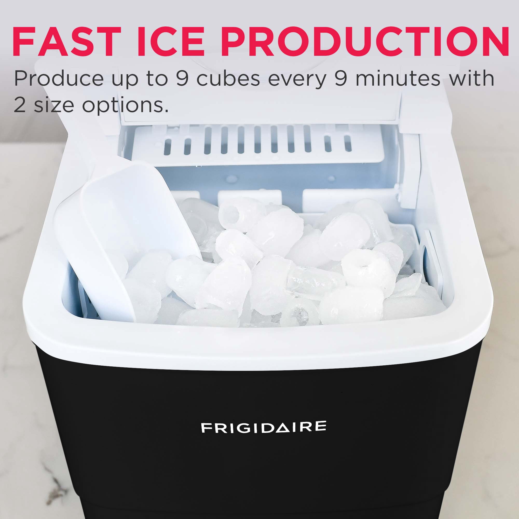 Frigidaire 26 lb Capacity Portable Countertop Ice Maker, Black