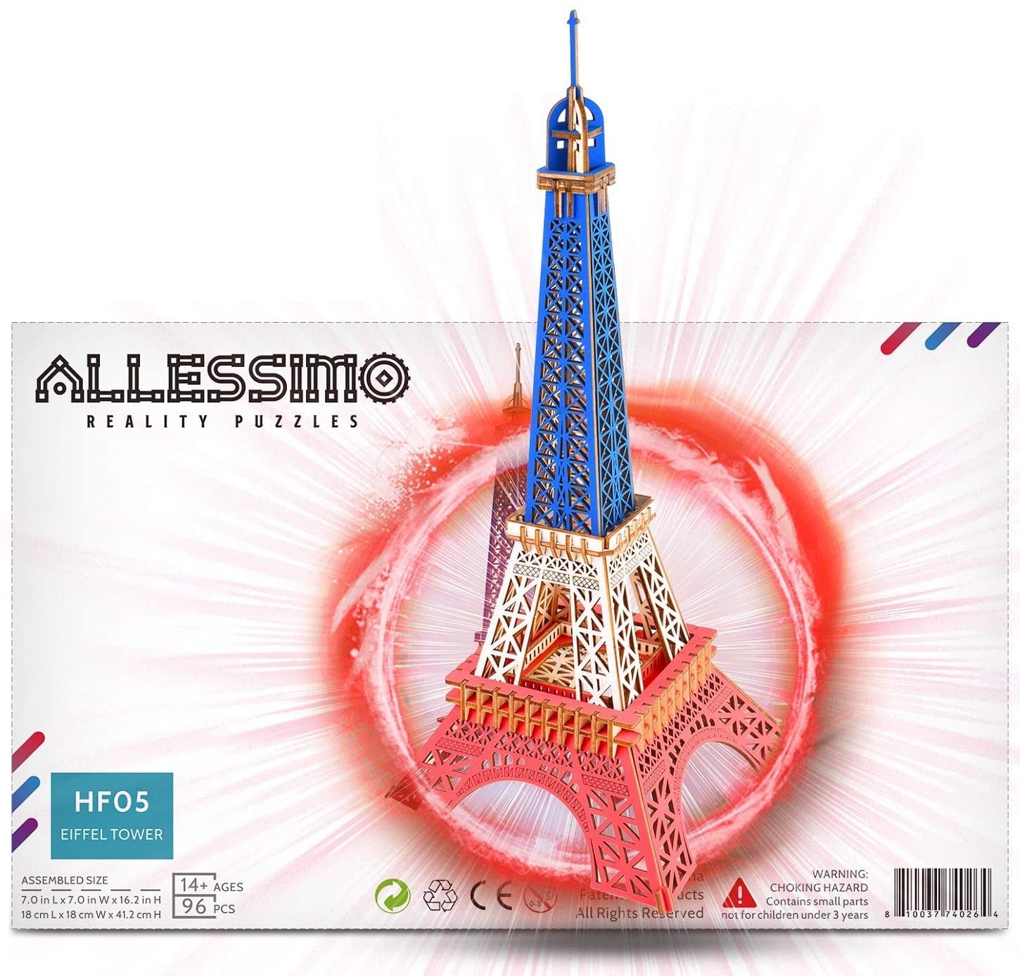 DIY 3D Wooden Model Toy Eiffel Tower Puzzle Kids Fun Assembly Line Laser Cutting 