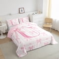thumbnail image 3 of Pink Bow Comforter Set Queen Size,Initial Letter U Chic Romantic Bedding Set 3 Pcs for Women,Princess Style Bowknot Love Hearts Girly Fairy Down Comforter,Kawaii Pink,2 Pillowcases, 3 of 6