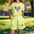 thumbnail image 5 of Amidoa Girls Summer 2 Piece Outfits Cute Floral Short Sleeve and Casual Shorts Kids Clothing Set Green Size 5T, 5 of 5