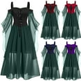thumbnail image 5 of yoeyez Women's Gothic Witch Dress Cold Shoulder Butterfly Sleeve Irregular Dress Wedding Guest Medieval Vampire Costume Plus Size Cosplay Party Dress Black,2XL, 5 of 5