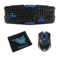 thumbnail image 2 of y mouse ergonómico y silencioso de 104 teclas + alfombrilla de mouse para Windows, computadora portátil, PC, Azul negro CUTICAT Conjunto de teclado de ratón inalámbrico, 2 of 8