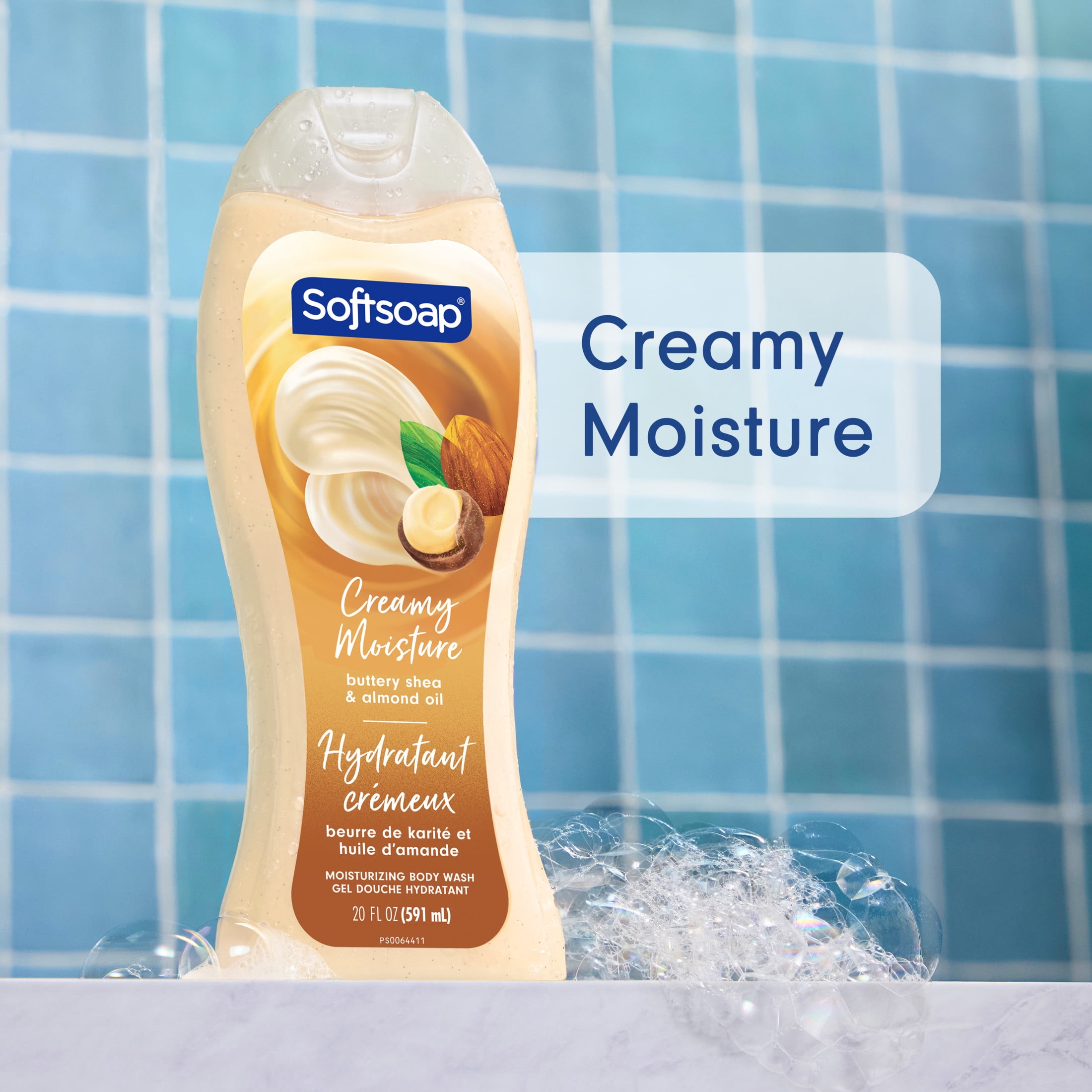 Softsoap Creamy Moisture Body Wash, pH Balanced Moisturizing Body Wash, Buttery Shea and Almond Oil Scent, 20 fl oz (4 Pack)