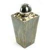 Slate Pillar 31" w/Stainless Steel Globe and Pebbles