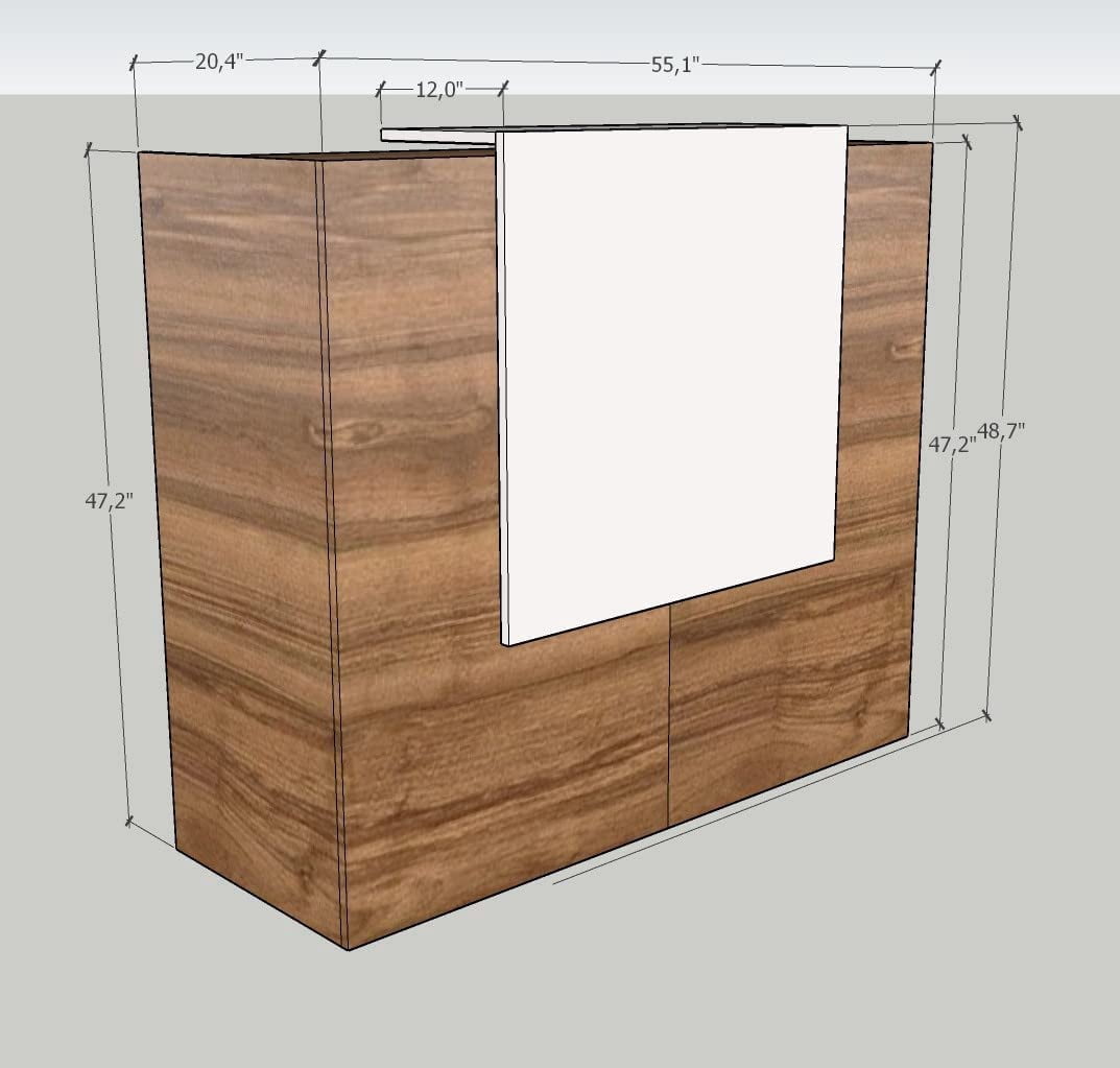 UGOS ICON 55" Modern Reception Desk w Transaction Counter, Laminate Desktop, Front Desk, Multifunctional Standing Table for Home, Office, Salon, Spas, and Lobby (Teak-White))