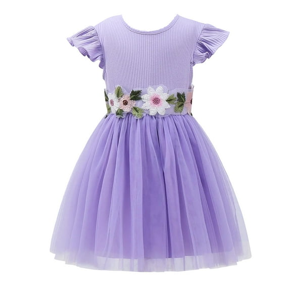 AEL Little Flower Girl Tulle Tutu Dress Easter Cotton Ribbed Birthday Wedding Party Princess Dresses