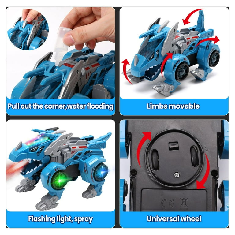XAYAH 2 in 1 Transforming Electric Dinosaur Car Toy with LED