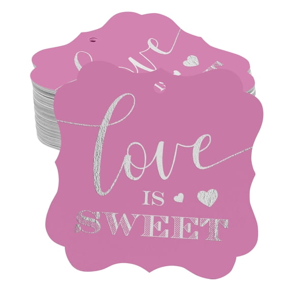 Inkdotpot Hang Tags Love Is Sweet Wedding Favor Bracket Shape Gift Tags Real Silver Foil Bonbonniere Tag Pack Of 50