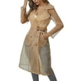 thumbnail image 3 of Harpily Plus Size Coat Womens Daily Sun Protection Clothing Every Wearing Sheer Mesh Long Sleeve Buttoned Coat With Belt Khaki Brown L, 3 of 8