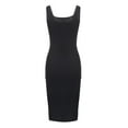 thumbnail image 5 of IROINNID Women's Sleeveless Solid Color Sheath Dress Sling U-Neck Knitted Midi Dress V-Neck Knee-Length Dress, 5 of 5