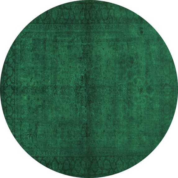 Ahgly Company Indoor Round Abstract Green Contemporary Area Rugs, 7' Round