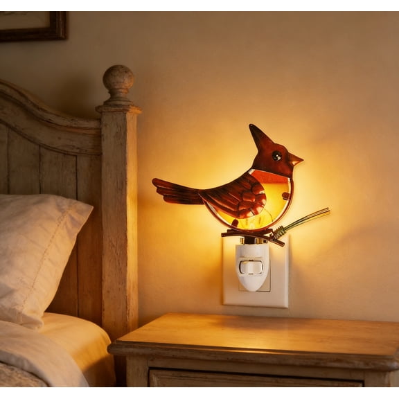 Wall Plug-in Night Light (Bird Shape, Easter, 6 in Stained Glass) - Soft Warm Light, Plug-in Design Easy to Install, Easter Decor, Bedroom, Living Room and Window, 1pc